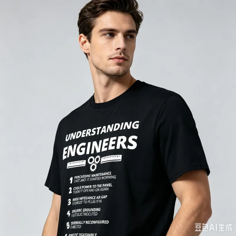 UNDERSTANDING ENGINEERS Humor List Graphic T-Shirt Modal Soft Crewneck Engineer Work Front Print Tee