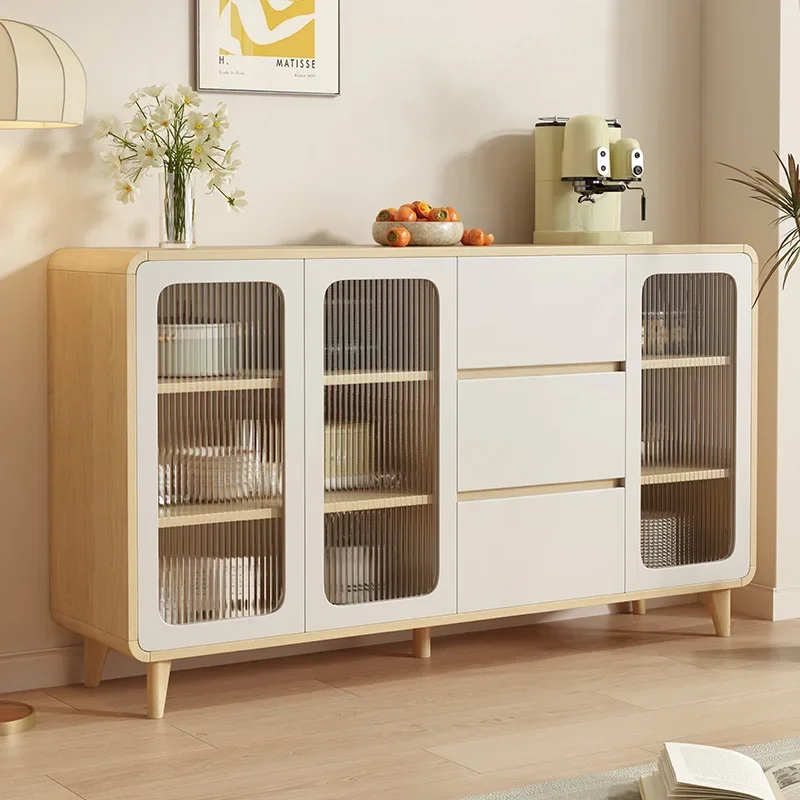 All solid wood dining side cabinet storage simple cabinet log wind living room sofa side cabinet small apartment storage