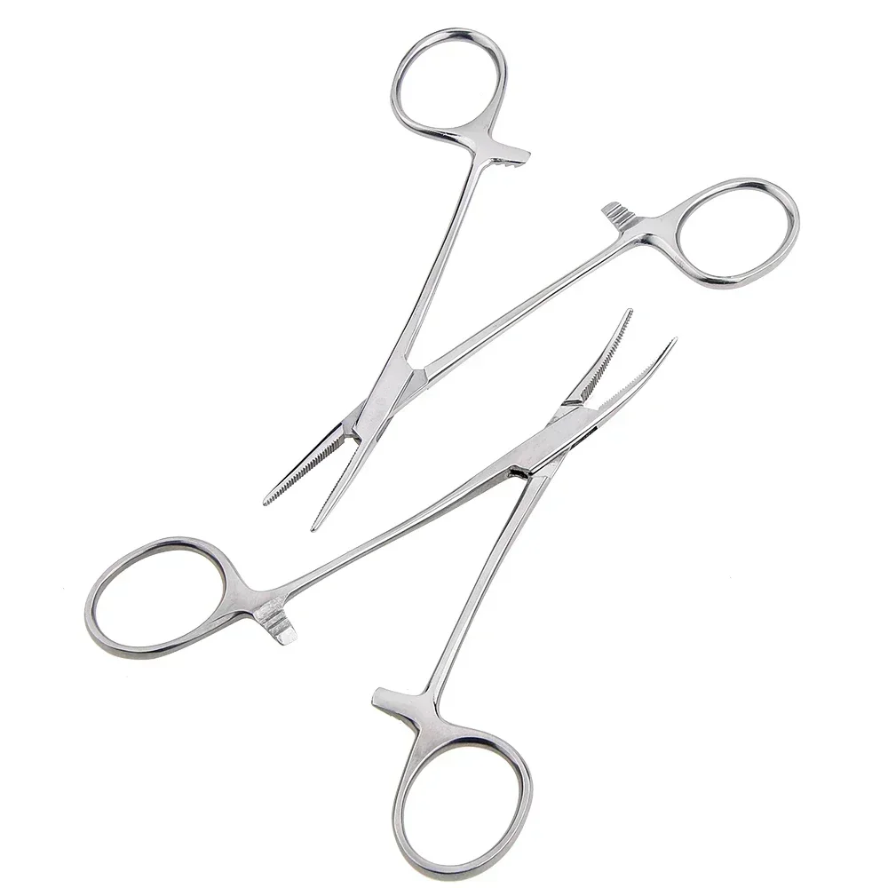 Pinza hemostática para pelo de mascotas, herramienta de mano, Alicates de bloqueo de pesca, herramientas de depilación, punta recta curvada, 12,5,