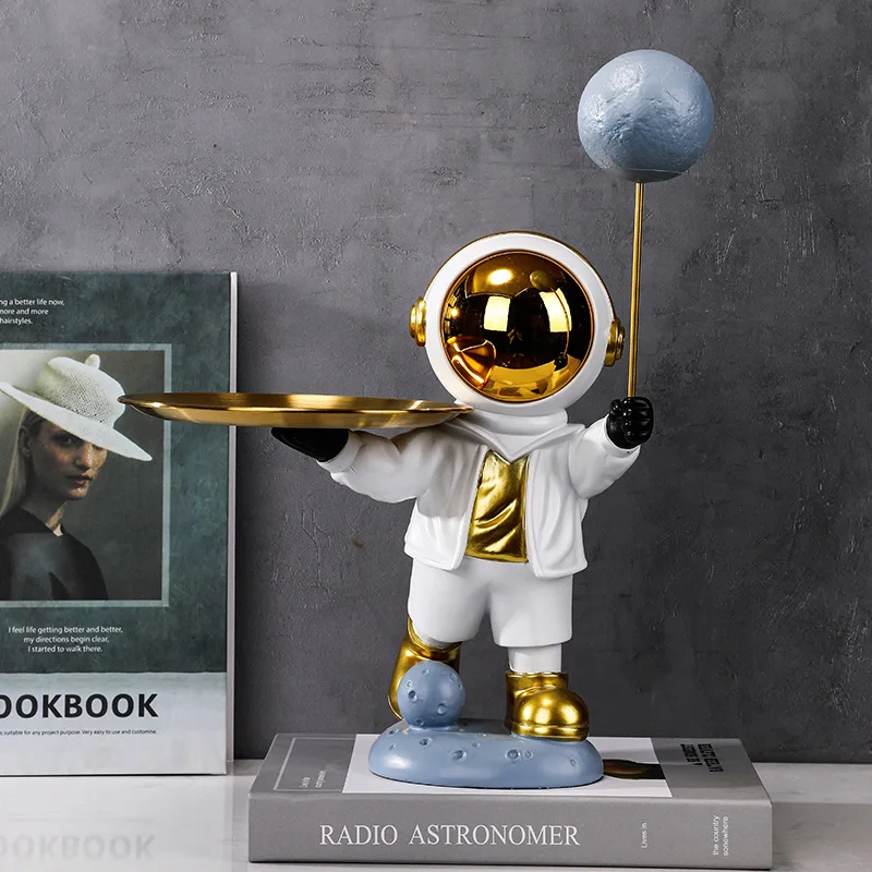 Home Decoration Accessories Astronaut Tray Statue Home Decor Astronaut Spaceman Sculpture Table Storage Ornaments Figurine