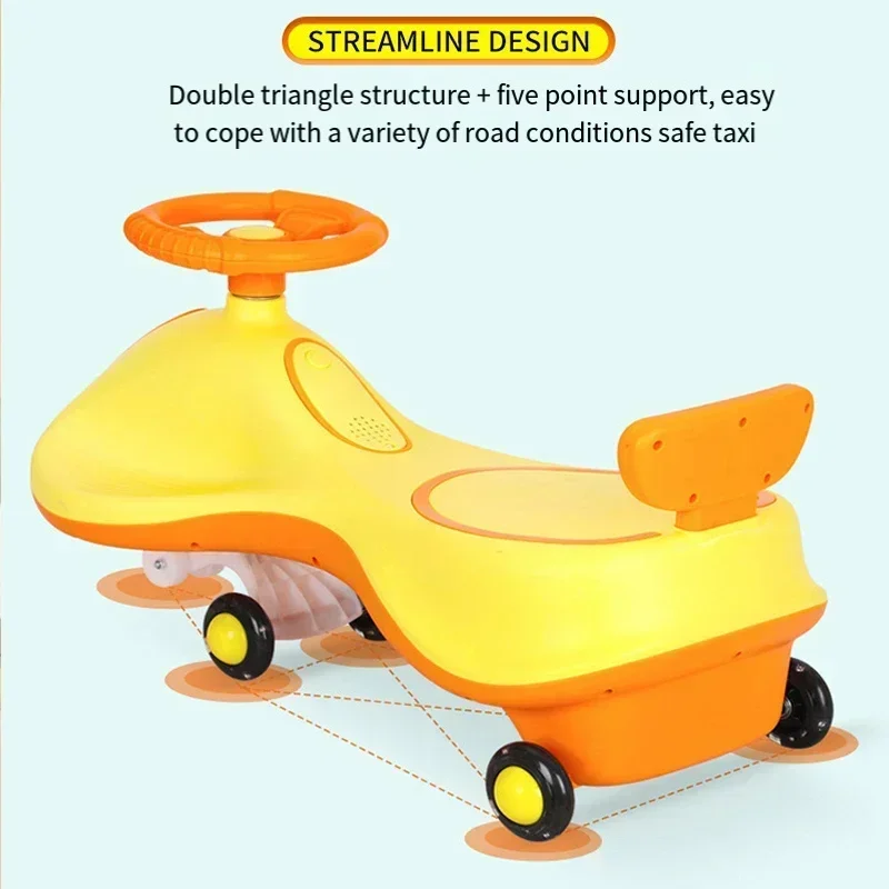 Children's Twister Car Balance Car Baby Walker 1-10 Years Old Baby Rocking Car Yo-yo Car Anti-rollover Silent Wheel Music Light