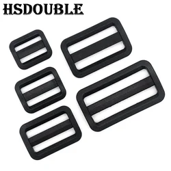 10 Pcs/Pack Plastic Black Curve Tri-Glide Slider Adjustable Buckle for Bags Webbing