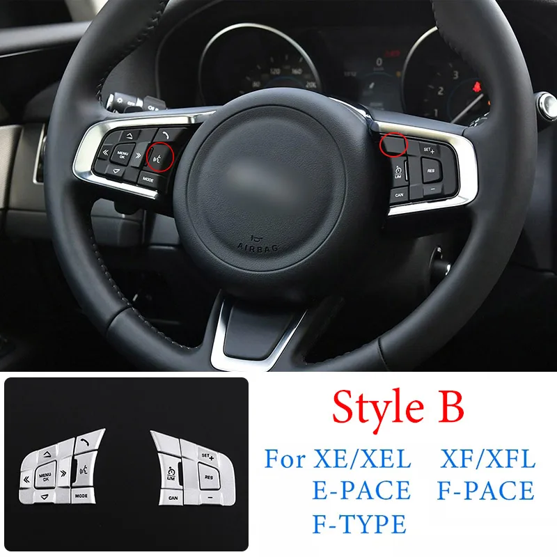 Aluminum Alloy Silver For Jaguar XE XF F-PACE E-PACE F-TYPE Car Steering Wheel Button Sequin Decorative Sticker Car Accessories