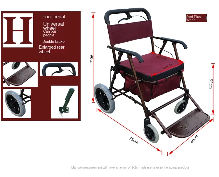 Elderly shopping cart handcart seating push to shopping malls supermarkets grocery stores Foldable walking assistance