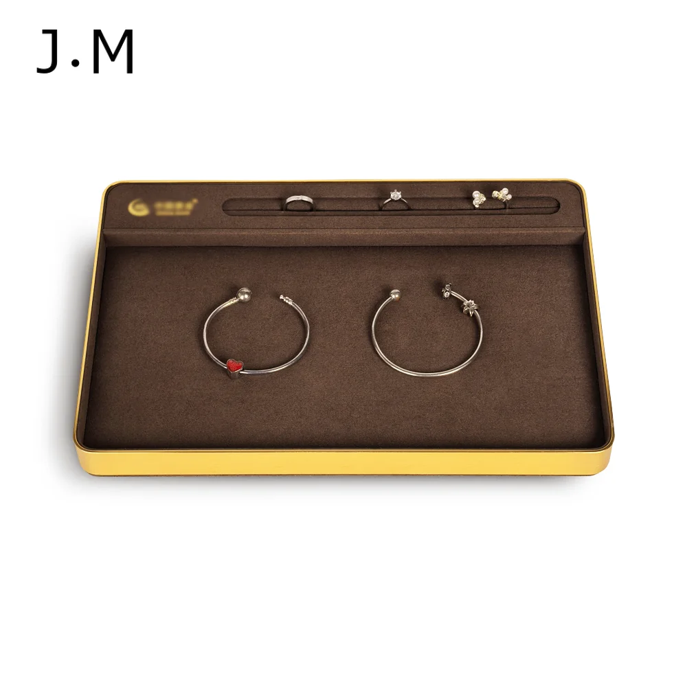 2Pcs/lot Metal Cover Velvet Jewelry Packaging Display Tray Exhibition Display Organizer Showcase Jewelry Organizer Display Tray