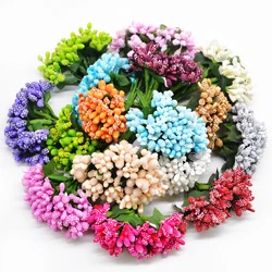 12Pcs/lot Handcraft Artificial Flowers Stamen Sugar Wedding Party Decoration DIY Wreath Gift Box Scrapbooking Cheap Fake Flowers