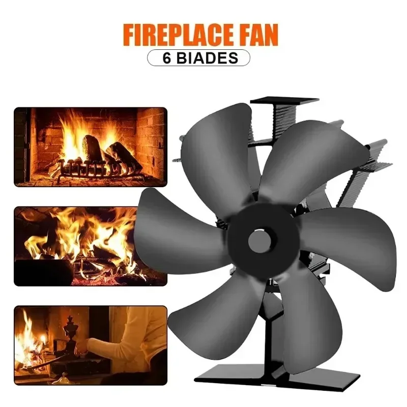 Heat-driven Fireplace Fan 6-blade Log Burning Drives Ecological Silence No Power Consumption Efficient Heat Energy Distribution