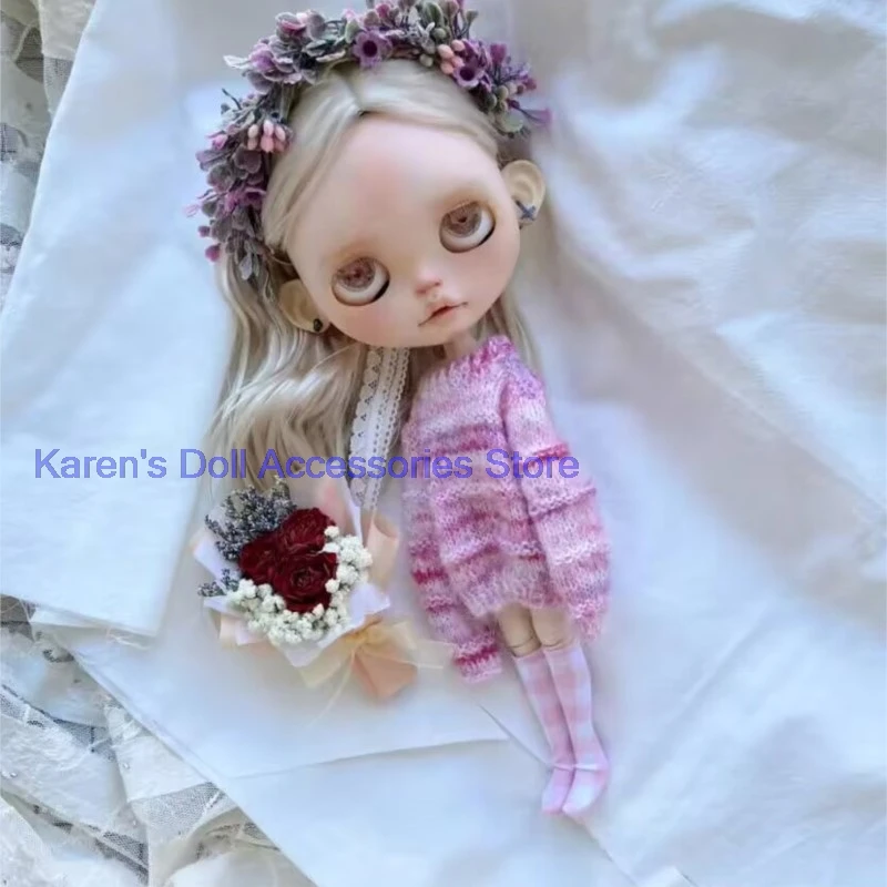 

Новое поступление 2026 года, зимний стиль, 1 шт., розовый свитер Blythe/landoudou (подходит для Lulu,ymy24,Ob22,24,26,zone, Jenny)