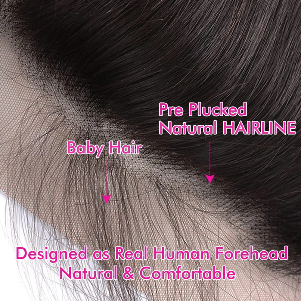 13x4 nur Spitze frontal glattes menschliches Haar mittleres/freies/dreiteiliges gerades Spitzen frontal mit natürlichem Haaransatz 100% hand gebunden