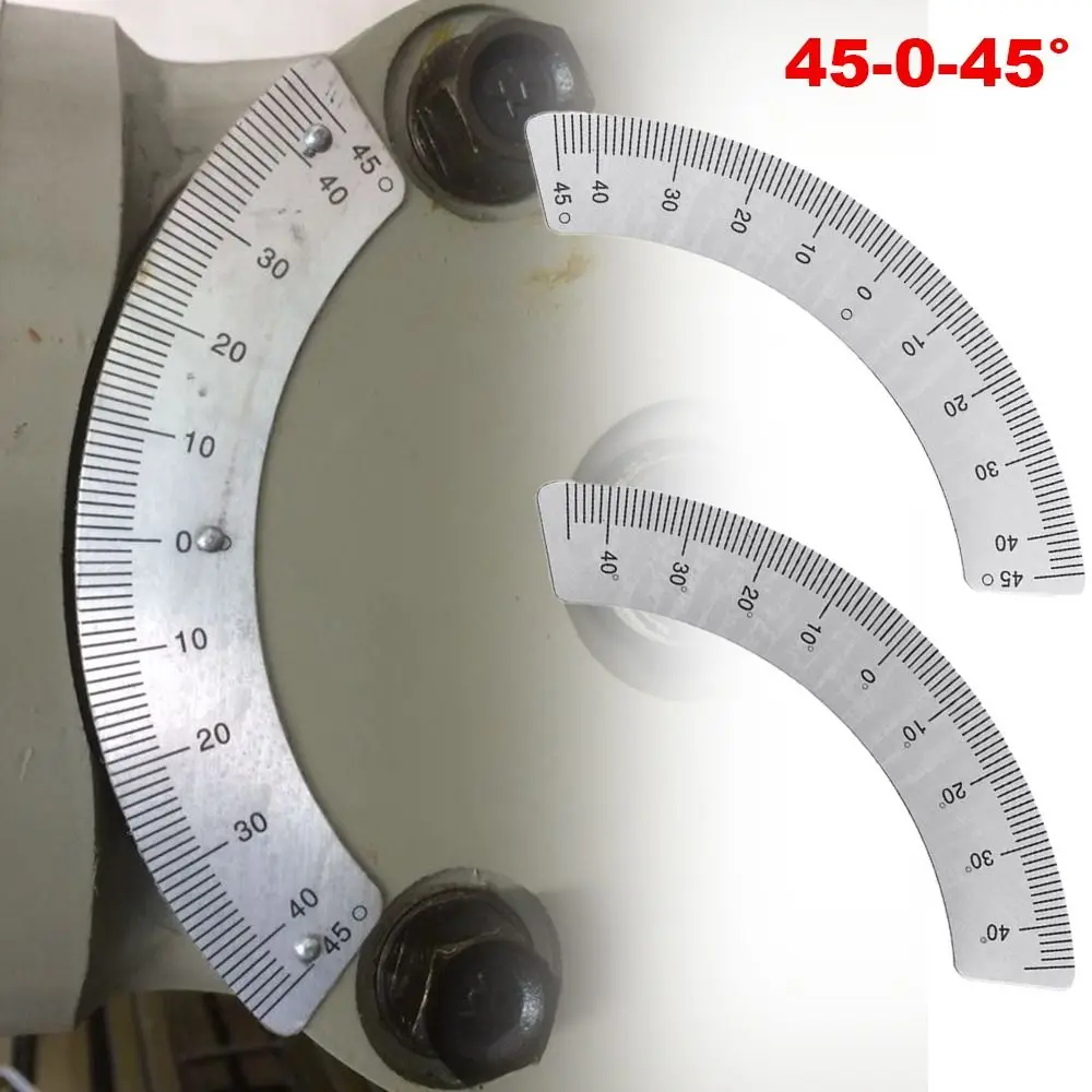 Régua do Woodworking do metal, peça da máquina de trituração, transferidor do arco circular, ferramenta de medição, Régua de escala, 45-0-45 °