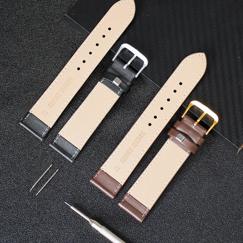 Watch Strap with PU-Leather Strap 12mm 14mm 16mm 18mm 20mm 22mm Suitable for Both Men Women Replace The Watch Strap