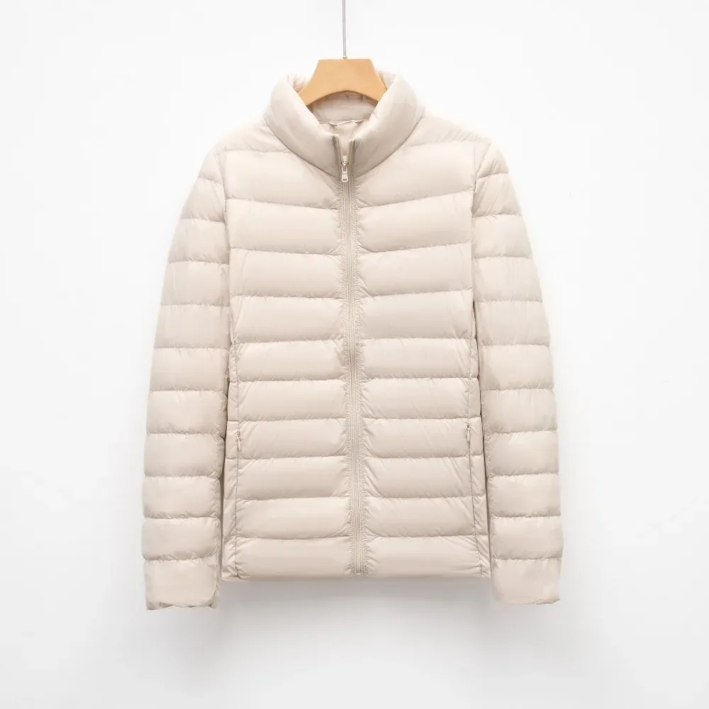 Abrigo de plumón ultraligero y plegable para mujer, Chaqueta corta de plumón, chaqueta acolchada a la moda, Parkas cálidas de talla grande para primavera