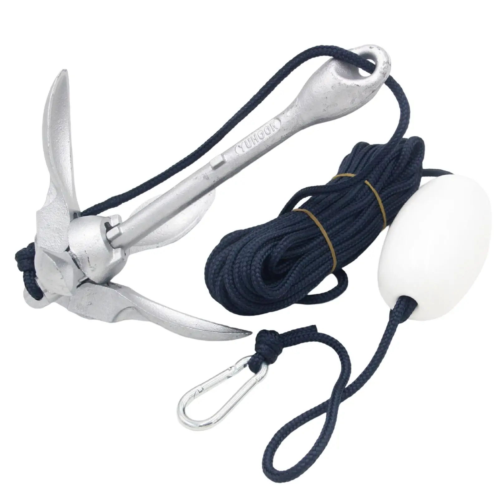 Portable Kayak Anchor Kit Folding Claw Style with High Visibility Buoy and 12m Braided Line for Boats