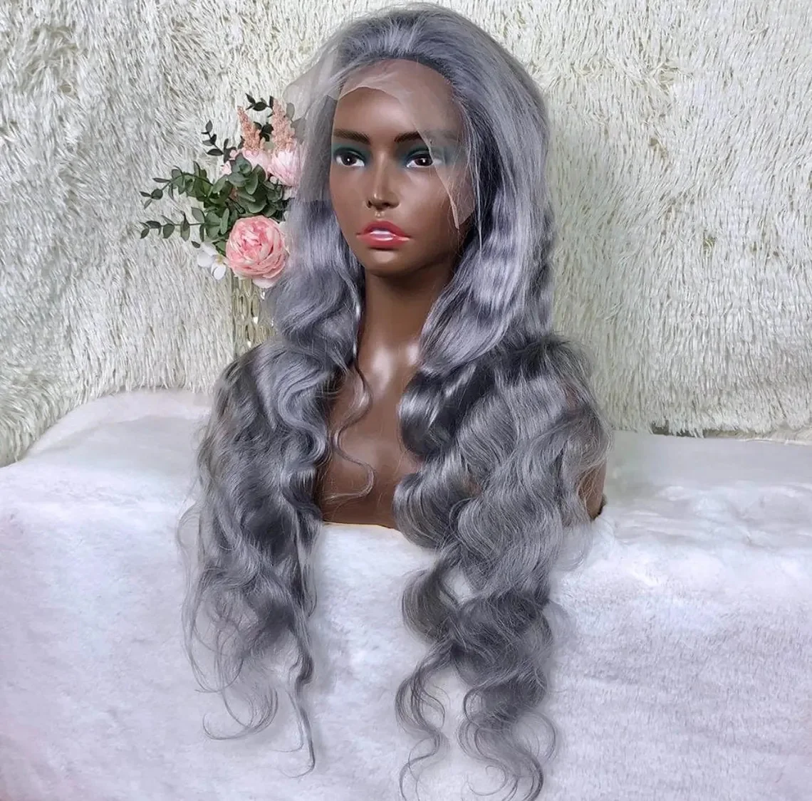 منتجات الشعر الفاخرة 13x6 شعر الإنسان الدانتيل الباروكة الأمامية للنساء السود رمادي اللون الجسم موجة باروكة من شعر طبيعي 16-36 بوصة قبل نتف