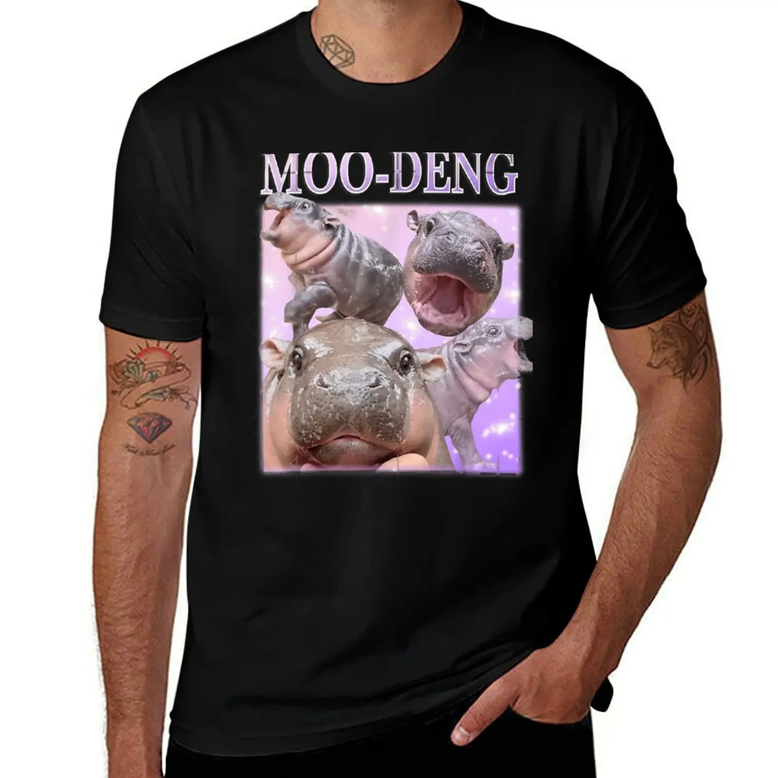 Футболка MOO-DENG THE FAMOUS BABY PIGMY HIPPO MOODENG - ОФИЦИАЛЬНАЯ футболка для повседневной носки с коротким рукавом