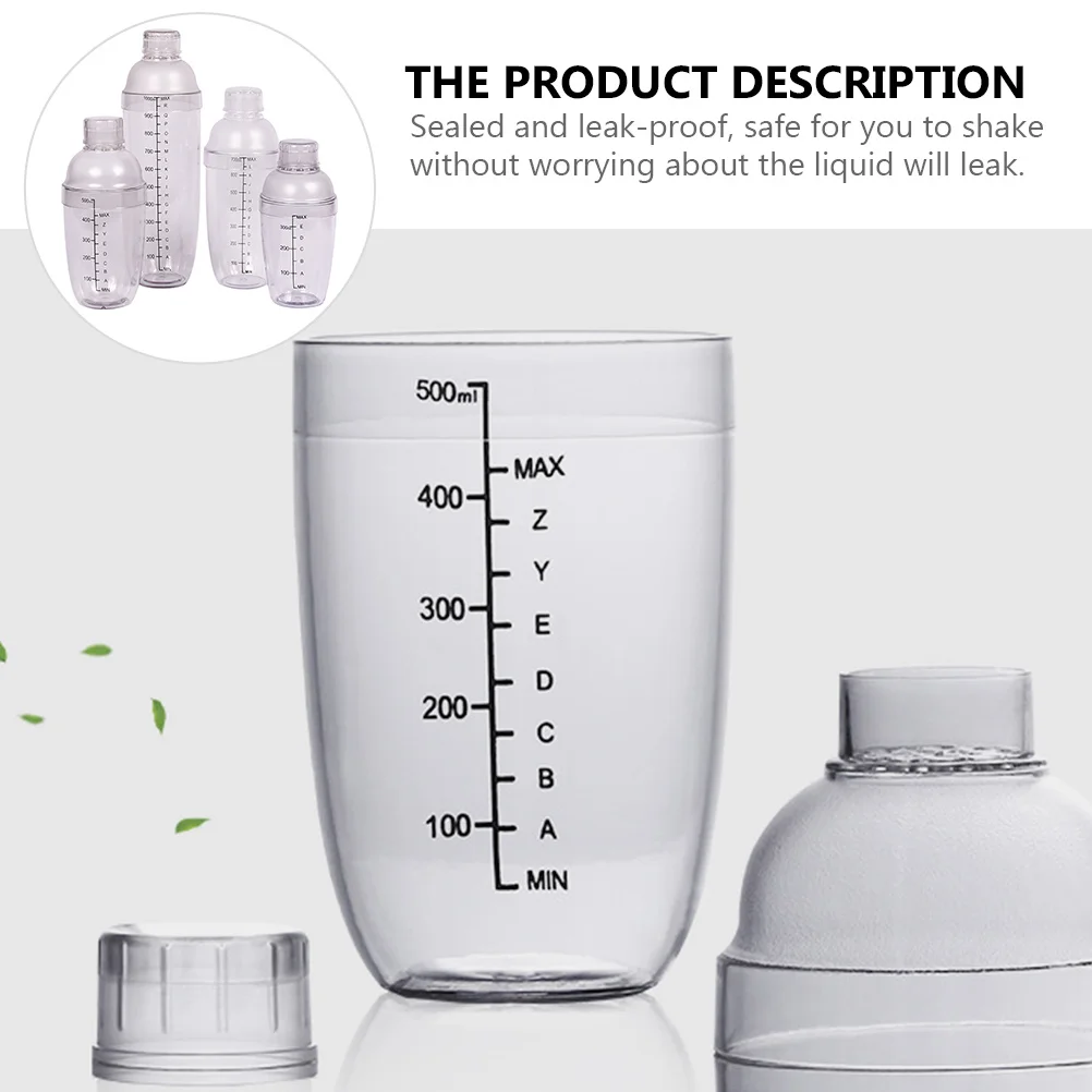 

4pcs Clear Plastic Cocktail Shaker Set Scale Smooth Pour Filter Frosted Non-Slip Leak-Proof For Home Bar Drink Mixing Wine