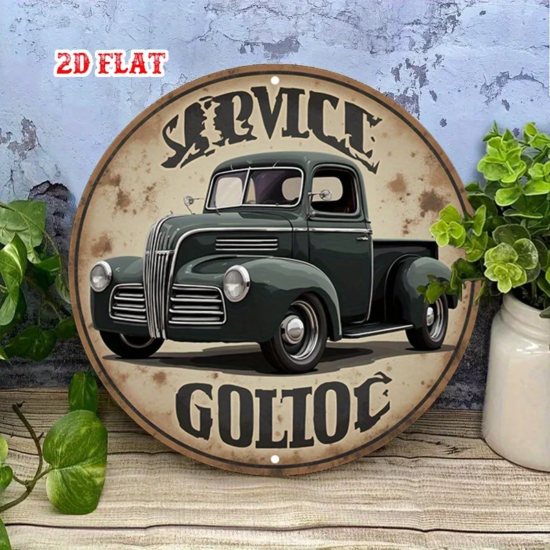 2D Flat  Featuring Classic Automotive Design. Ideal for Service Advertisements And As Wall Decor for Homes, Garages