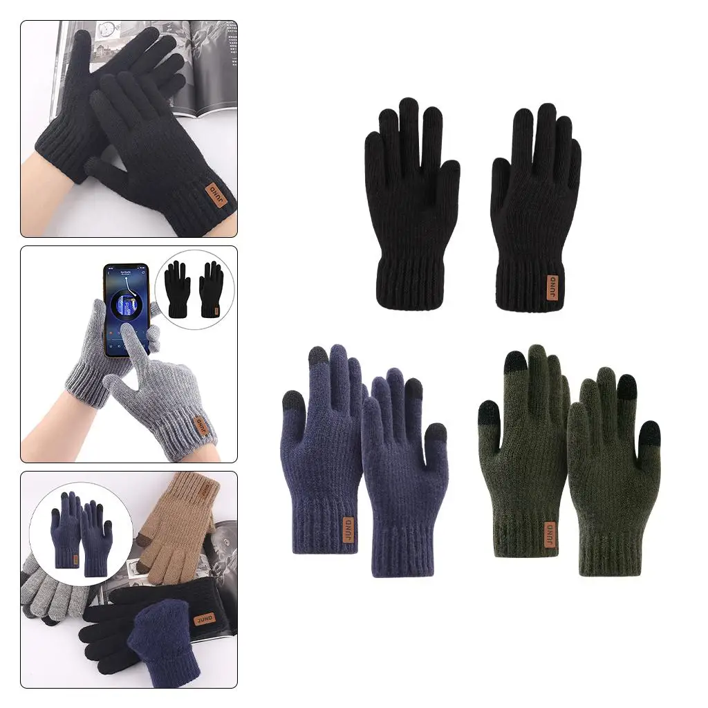 Knitted Ski Gloves Insulated Touch Adult Gloves Winter Snowboard Cycling Running Fishing Motorcycle