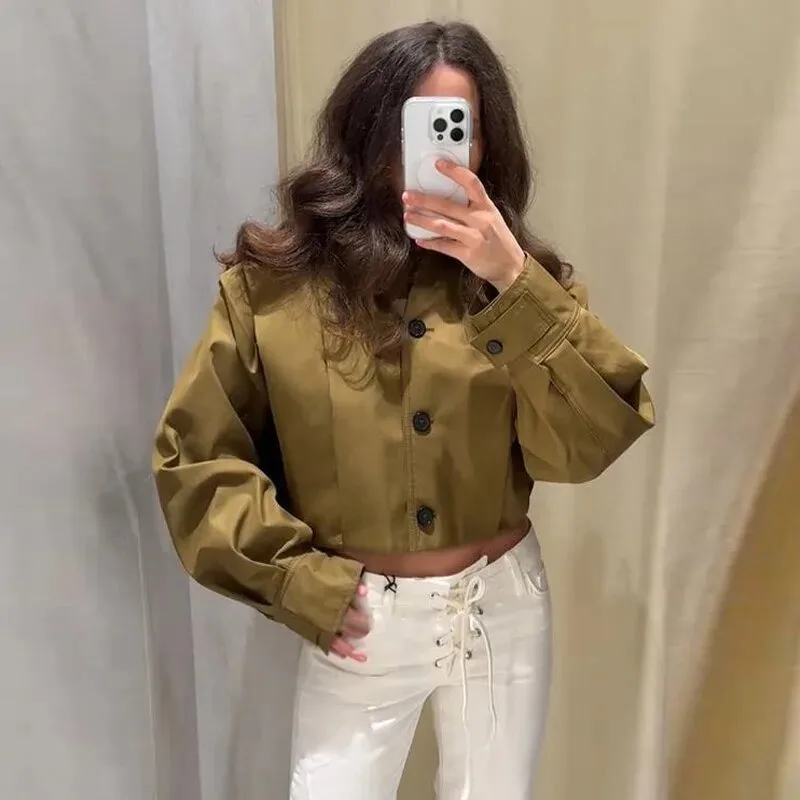 

Women's Trench Coat Outerwear Lapel Collar Single-breasted Long Sleeves Jacket Spring and Autumn Fashionable Women's Outerwear