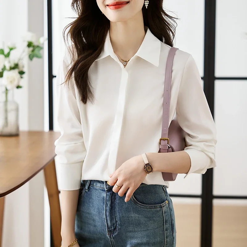 Fashion Turn Down Collar Women Shirt White Black Long Sleeve Shirt Blouse Women Tops Camisas Blusa Blusas Camisas De Mujer M318