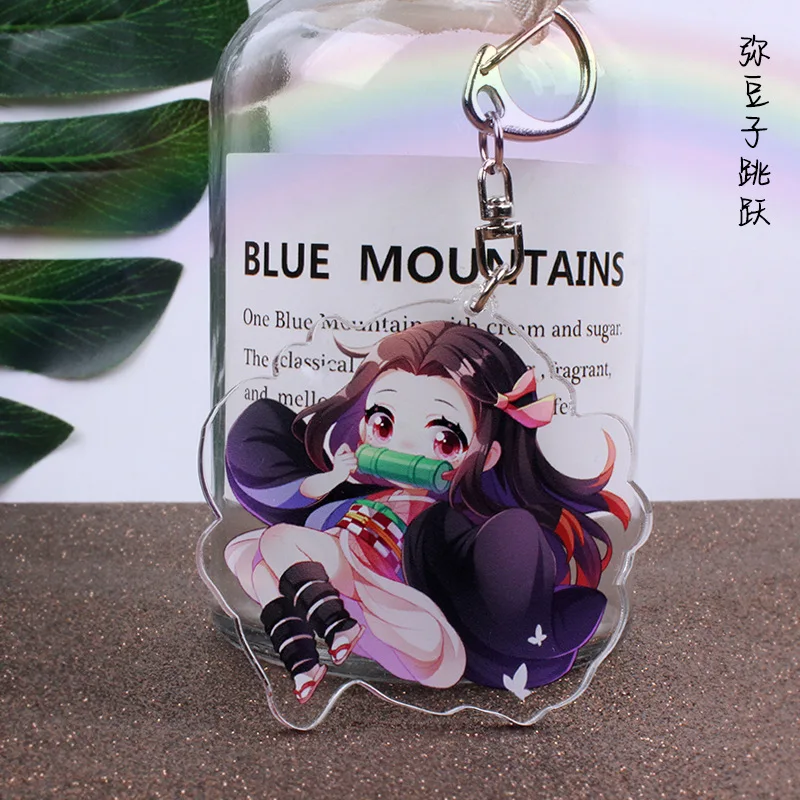 Anime Acrylic Keychains Kamado Tanjiro Nezuko Agatsuma Zenitsu Kochou Shinobu Hashibira Inosuke Keyrings Pendants Figure Gifts