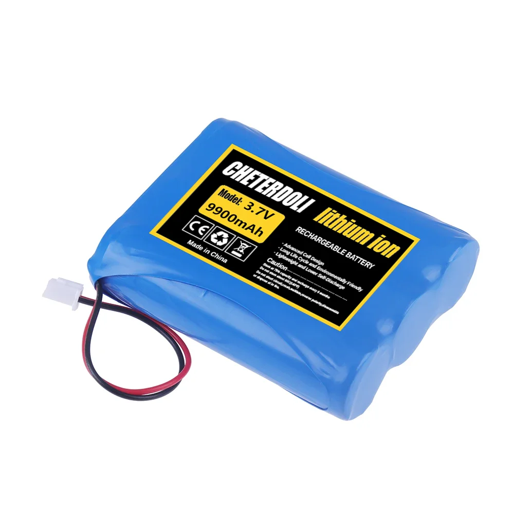 3.7 فولت 18650 بطارية ليثيوم أيون قابلة للشحن 9900 مللي أمبير + XH2.54 2P التوصيل ل سمّاعات بلوتوث مشغل صغير المصابيح الأمامية الشمسية LED