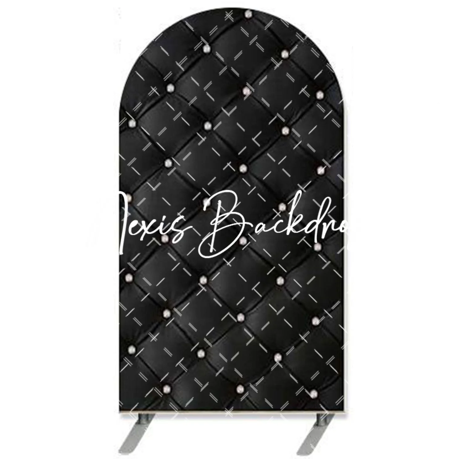 Schwarze Sofa Textur Diamanten 2-seitige Bogen Hintergrund Party Dekoration Abdeckung Chiara Baby Dusche Hintergrund Geburtstag Silber Banner