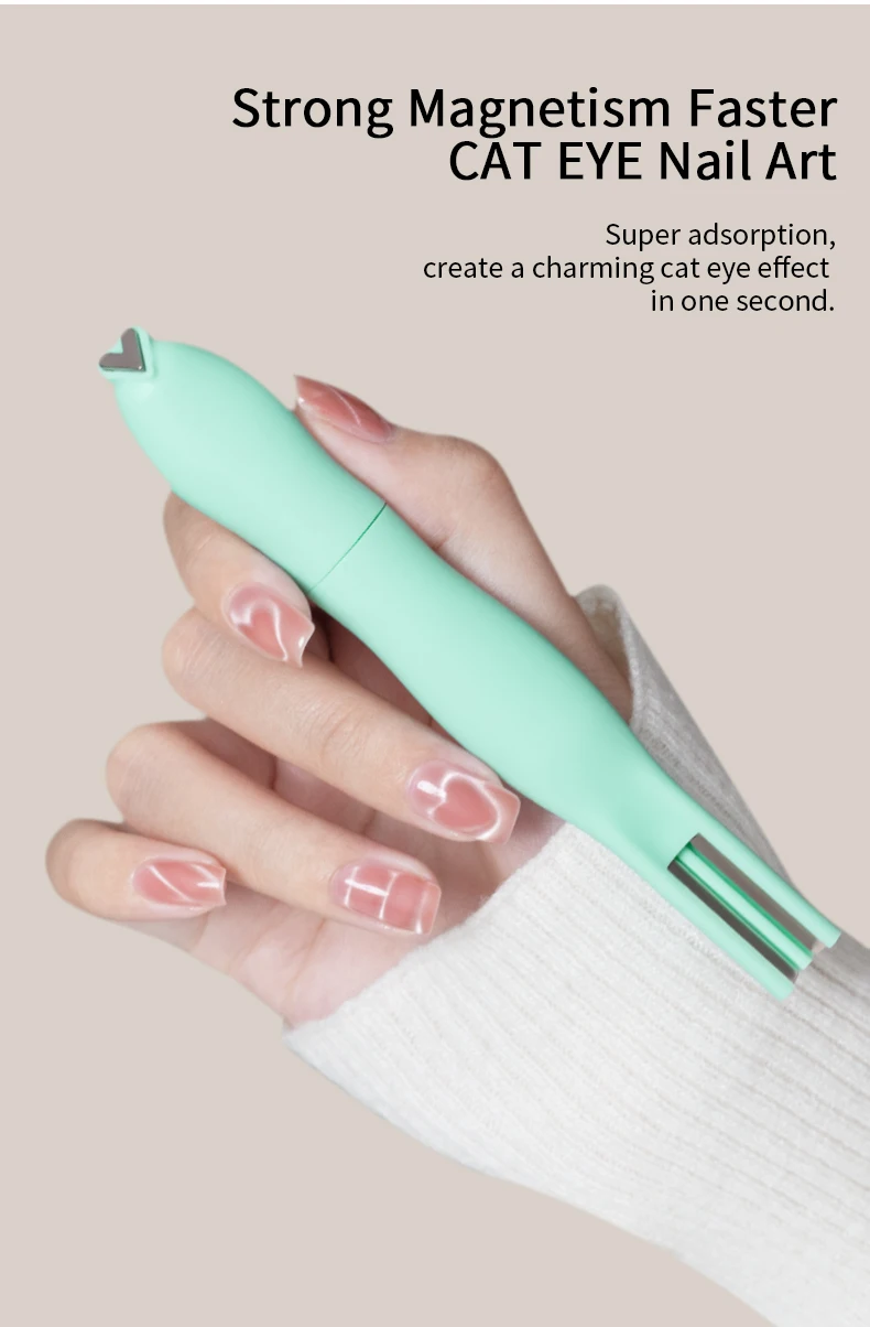 RSNAIL 4-in-1-Katzenaugen-Nagelmagnet, 3D-Liebesherz, Nagelmagnet, Werkzeug, grün, multifunktionaler Nagel-Magnetstab zum Selbermachen, Gelpolieren – Detail 8