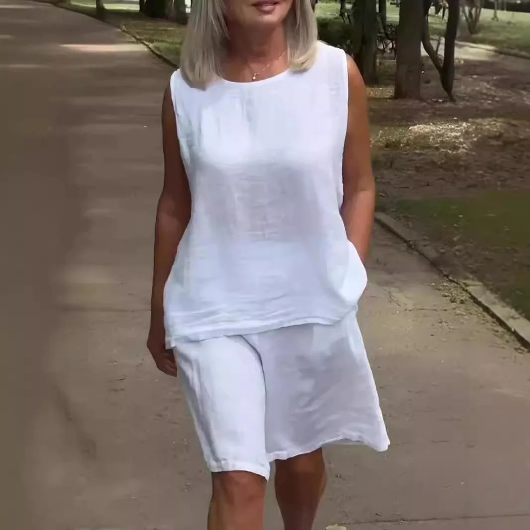 

Женский хлопково-льняной круглый повседневный костюм Ne Svel, удобный дышащий весенне-осенний модный костюм для среднего возраста и ли