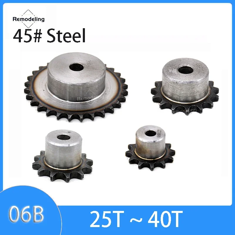 

1Pcs 06B Chain Sprocket 25T 26T 27T 28T 29T~40T Teeth 45# Steel Chain Gear Pitch 9.525mm Industrial Sprocket Wheel Process Hole