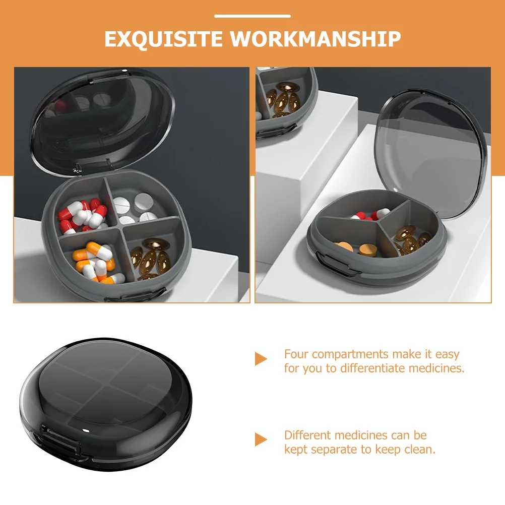 

Коробка для хранения таблеток с 4 сетками, портативный компактный органайзер для лекарств, небольшой герметичный чехол для путешествий, чехол для ежедневного использования, дорожный контейнер