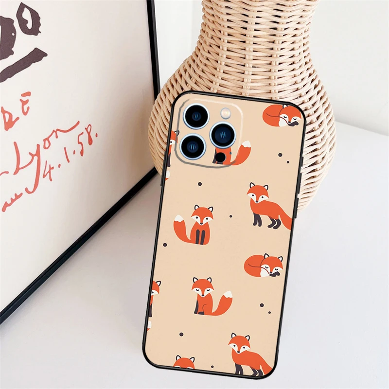 Cartoon Foxes Animal Cover Case For iPhone 14 Pro 11 16 15 Pro Max 12 13 Mini Plus XS X XR Funda image 6