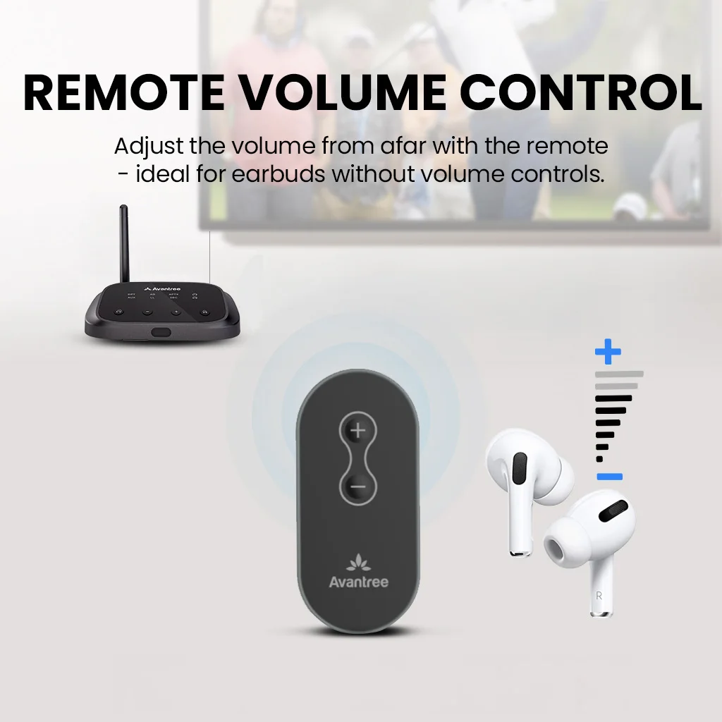 Avantree Oasis Plus 2 - Trasmettitore Bluetooth per TV con controllo remoto del volume, aptX-Adaptive e bassa latenza