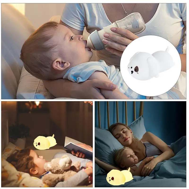 Lámpara de noche con forma de Animal para cachorro, luz nocturna estética regulable para niños, lámpara con temporizador para decoración de habitación