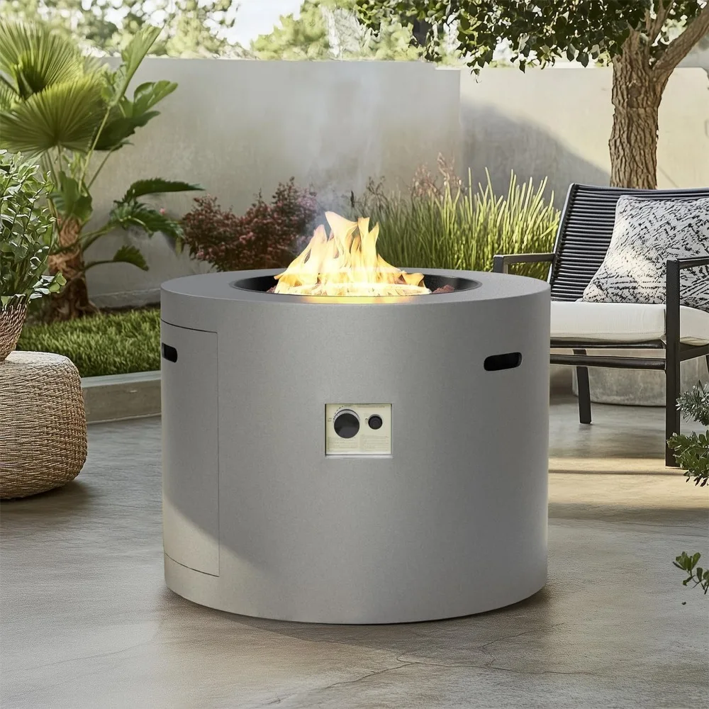 

32 Inch Propane Fire Pit Table, 50,000 BTU Round Outdoor Fire Table, Alloy Steel Gas Fire Pits with Waterproof Cover