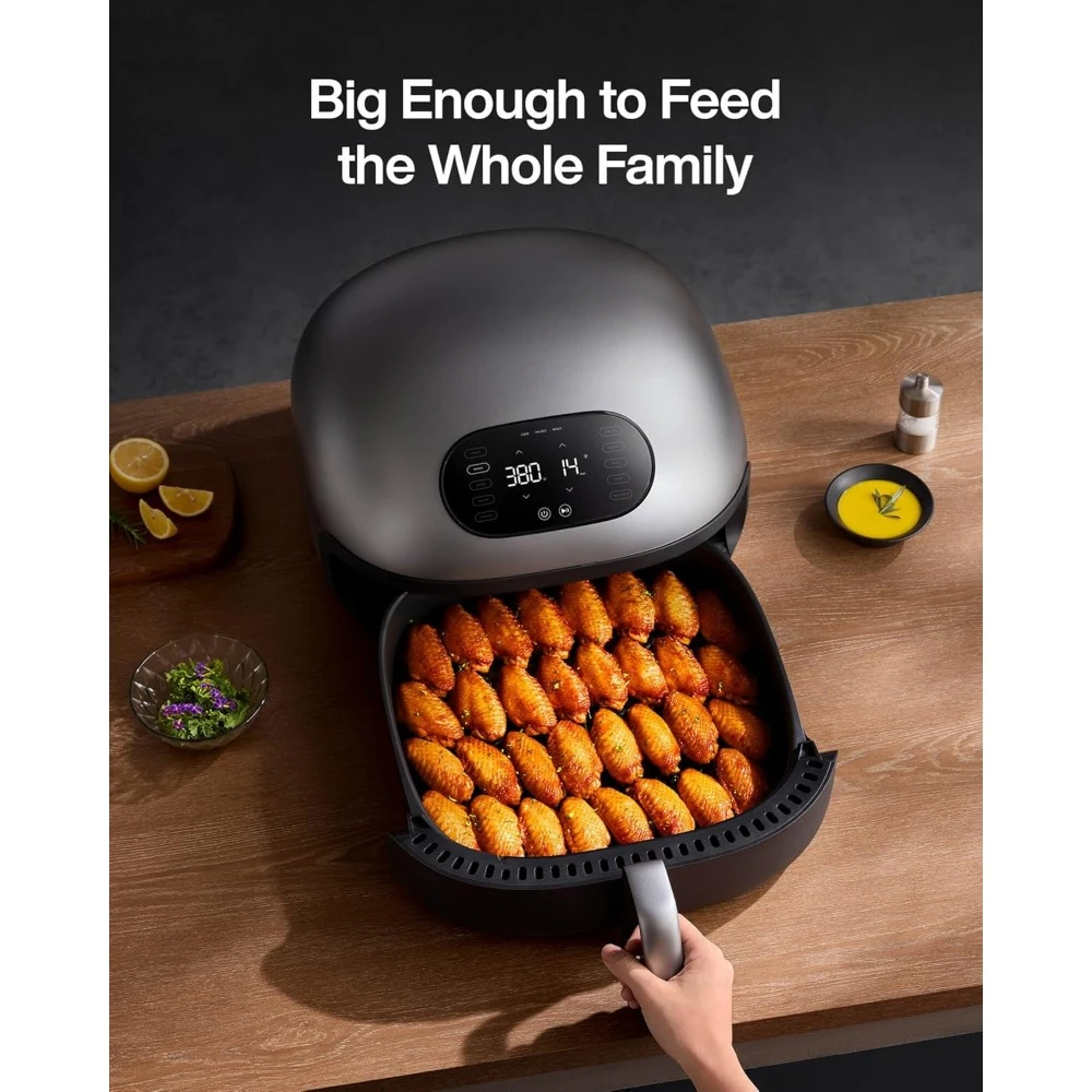 Dome air Fryer with superior airflow, self-cleaning smart digital air fryer with dishwasher safe basket for fast and easy dining