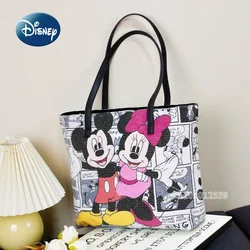 Nuevo bolso de hombro con diamantes de Mickey de Disney para mujer, bolso de moda para mujer, bolso bonito de dibujos animados de marca de lujo para mujer, gran capacidad