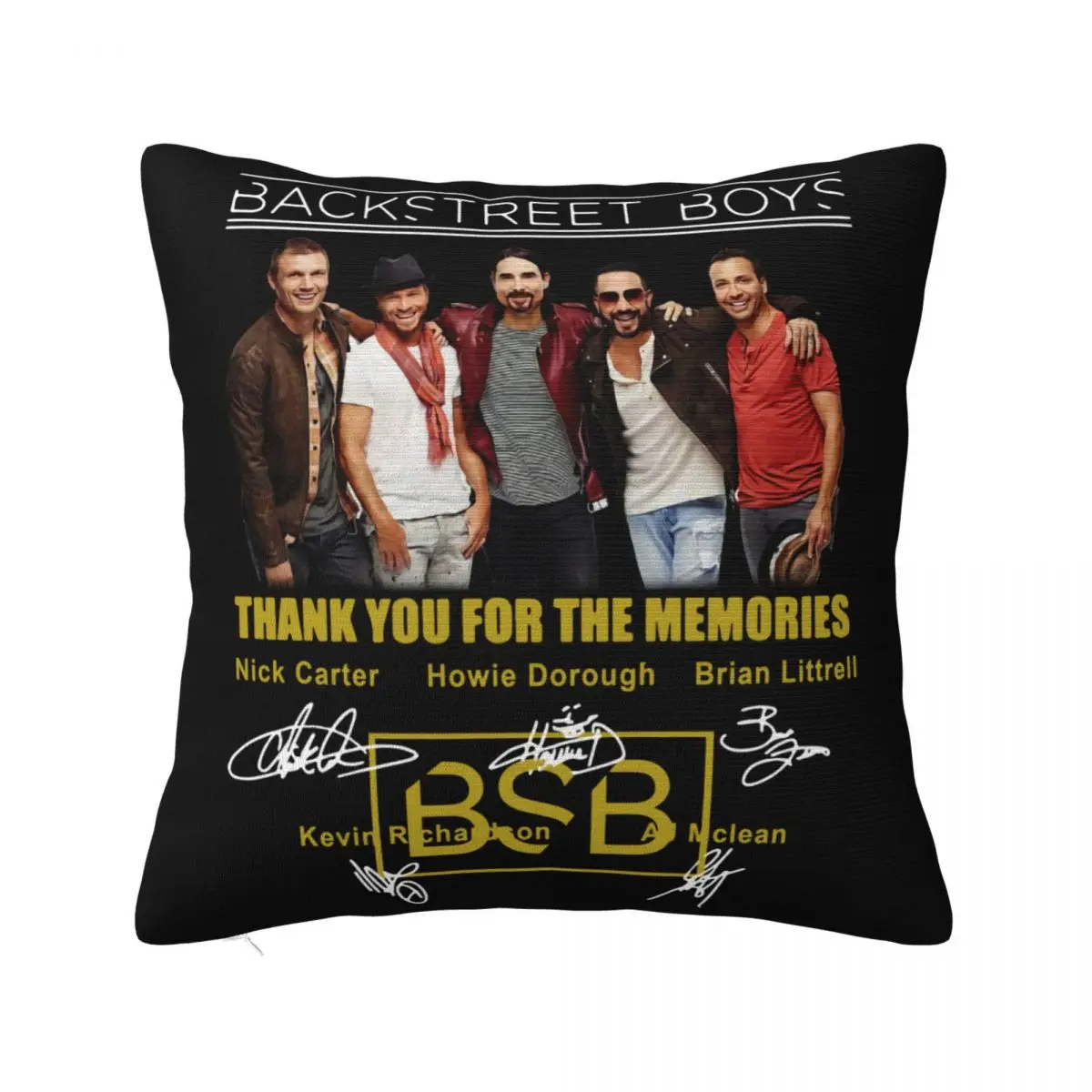 Backstreet Boys Thank You For The Memories Signatures Black Men Women Cotton Pillow Case