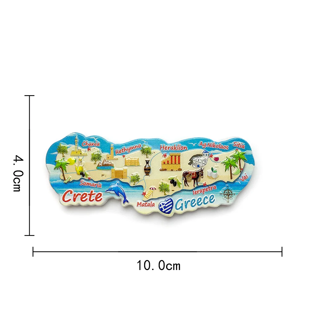 ‌ جزيرة كريت اليونانية ذات المناظر الطبيعية الخلابة مادة الراتنج المغناطيسية الديكور المغناطيسي تذكارية للسفر ‌
