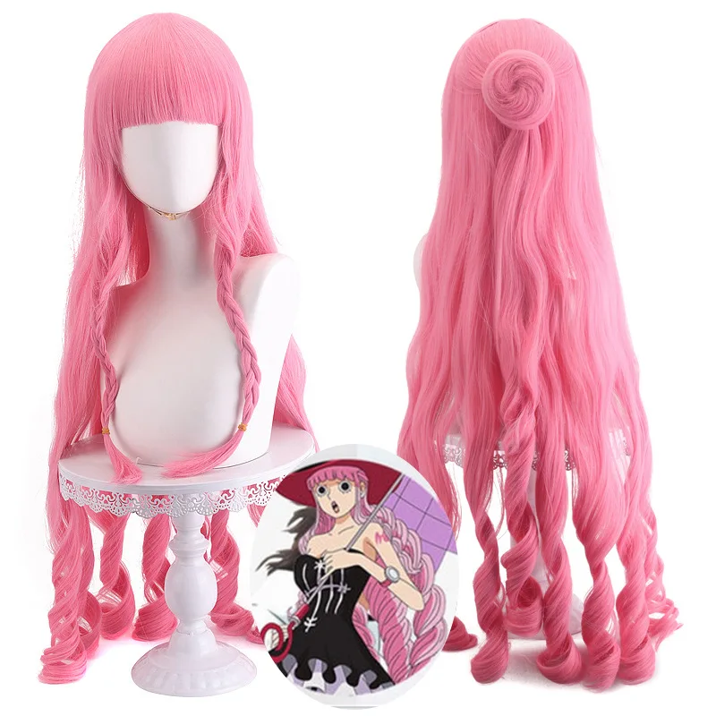 

Long Pink Curly Synthetic Wig 90cm Anime Costume Party Heat Resistant Fiber Women Cosplay Hair Wigs
