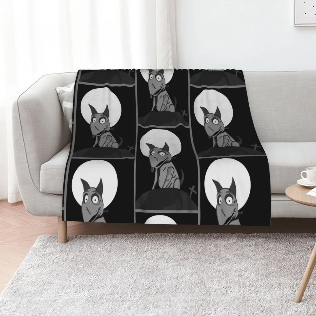 

frankenweenie sparky in the moonlight Throw Blanket Spring Fall Cozy Throw Blanket for Couch