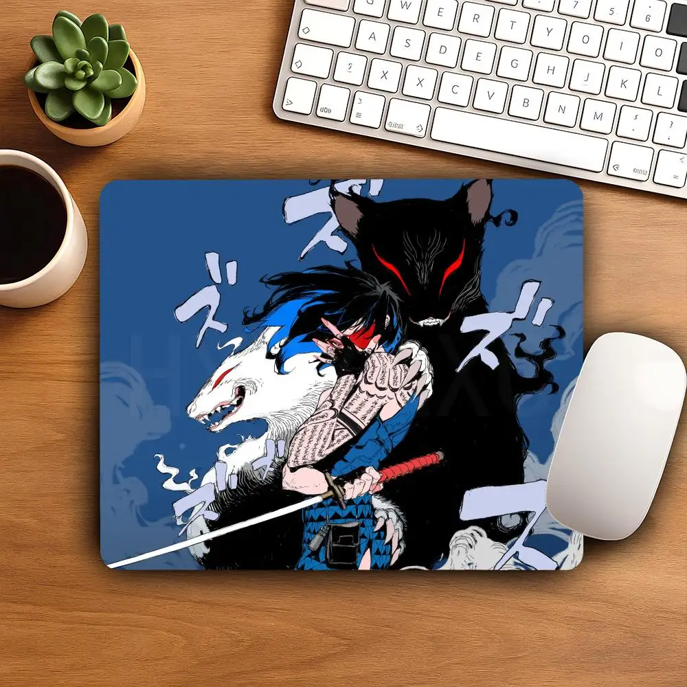 HYBXAXC Wolf Samurai Anime Girl Blue Background Dark Gothic Small Mouse Pad Desktop Computer Keyboard Wireless Boy Girl Gift