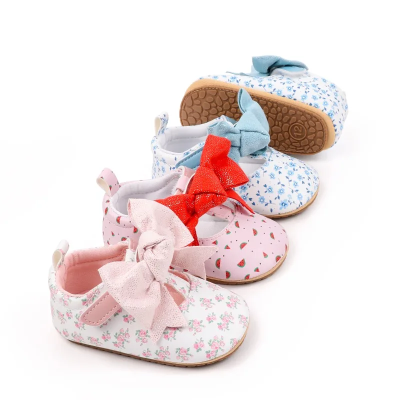 Spring Autumn Baby Walking Shoe 2026 New Korean Version Cute Floral Soft Shoe Retro Child Anti Slip Baby Home Prewalker Shoes