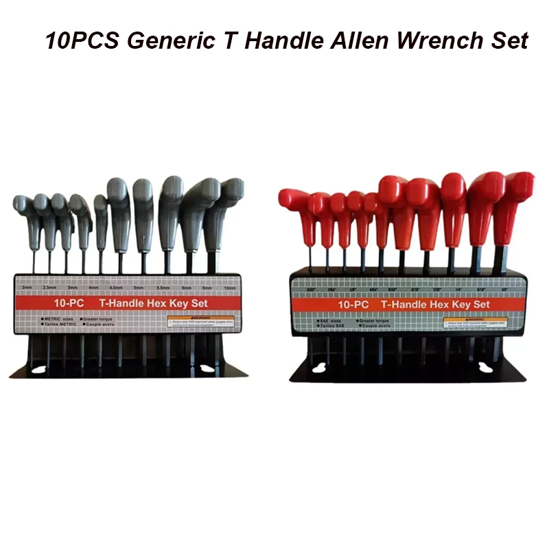 

10PCS T-Handle Hex Key Allen Wrench Tool Set Or Star Metric T-Handle Hex Key Set Tools with Convenient Storage Stand for Car