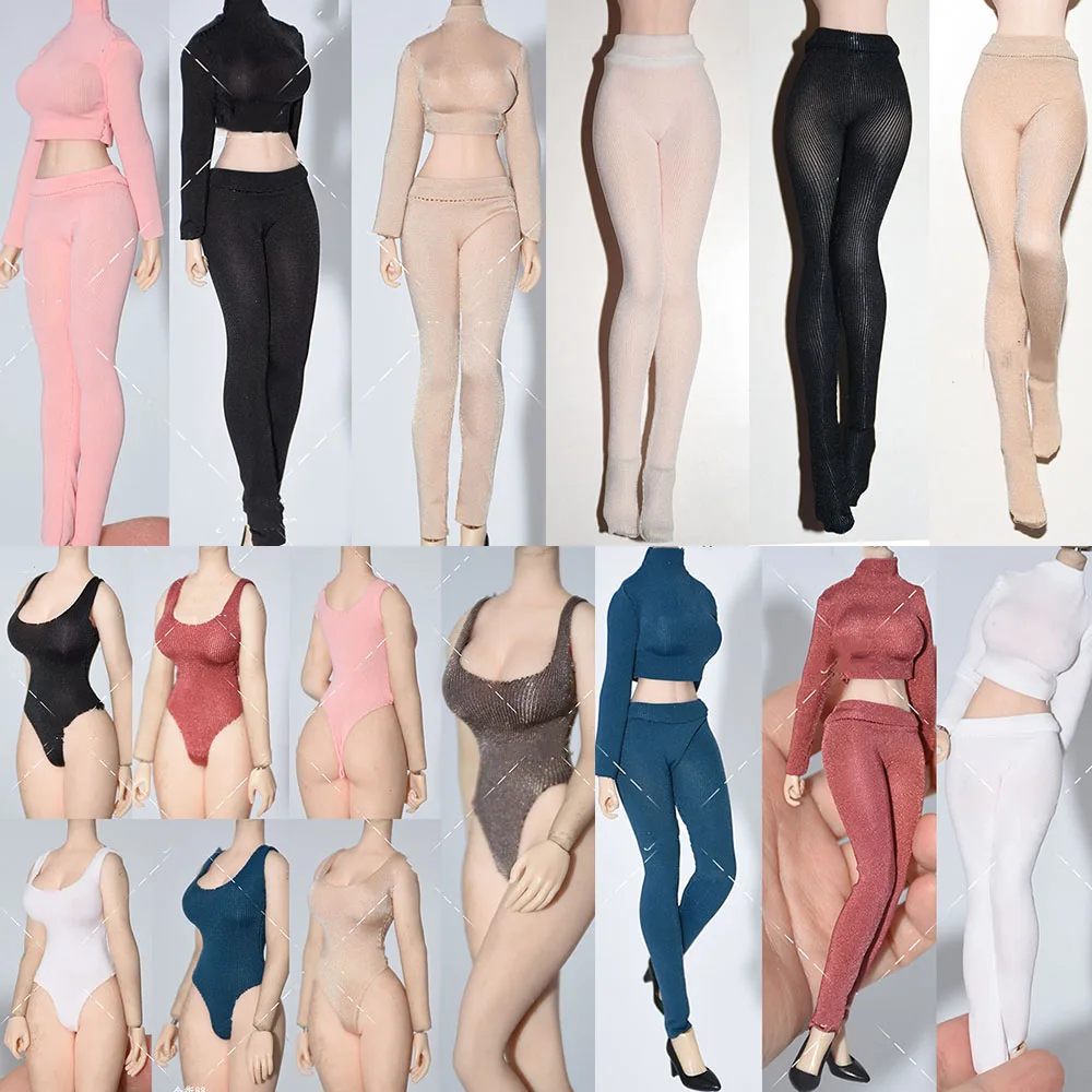 1/12 Female Soldier Bikini Slim Pantyhose Ice Silk Tights Crop Tops Trousers Bottoms Dress For 6