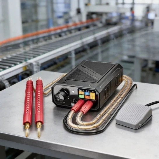 10000W Spot Welder, Dual Pulse Welding Machine, Max 0.3mm Welding Thickness, Auto & Manual Mode, LCD Display with Foot Switch
