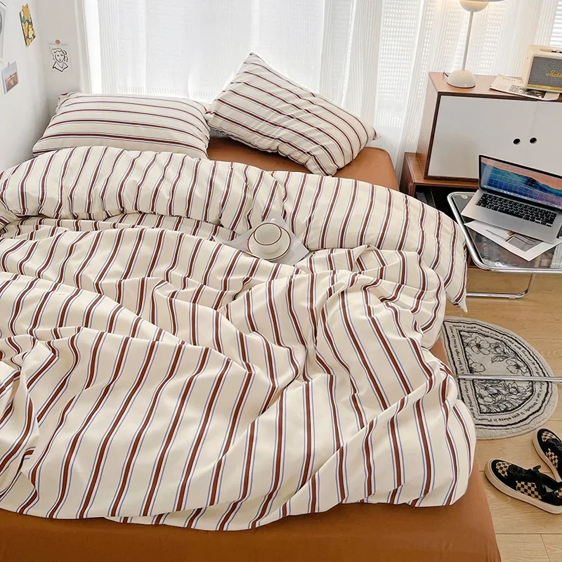 Nordic Sling Bed 150 Bedding Sets Stripes Duvet Cover Set Quilt Cover Bed Sheet Quilt Sets Queen Size  Comforter Sets