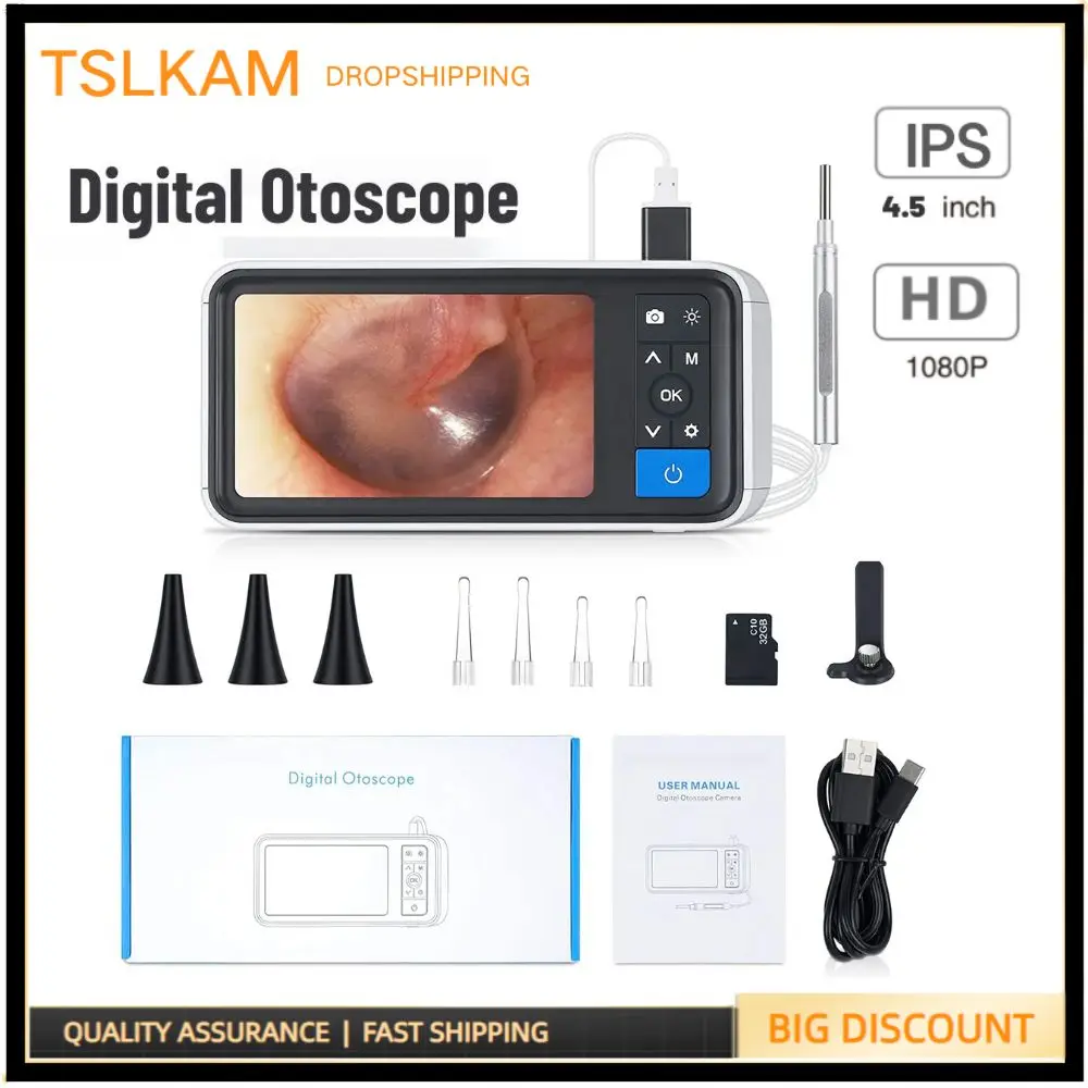 3.9mm 1080P HD Digital Otoscope with Screen Ear Scope Endoscope Ear Cleaner With 2500mAh Rechargeable Battery