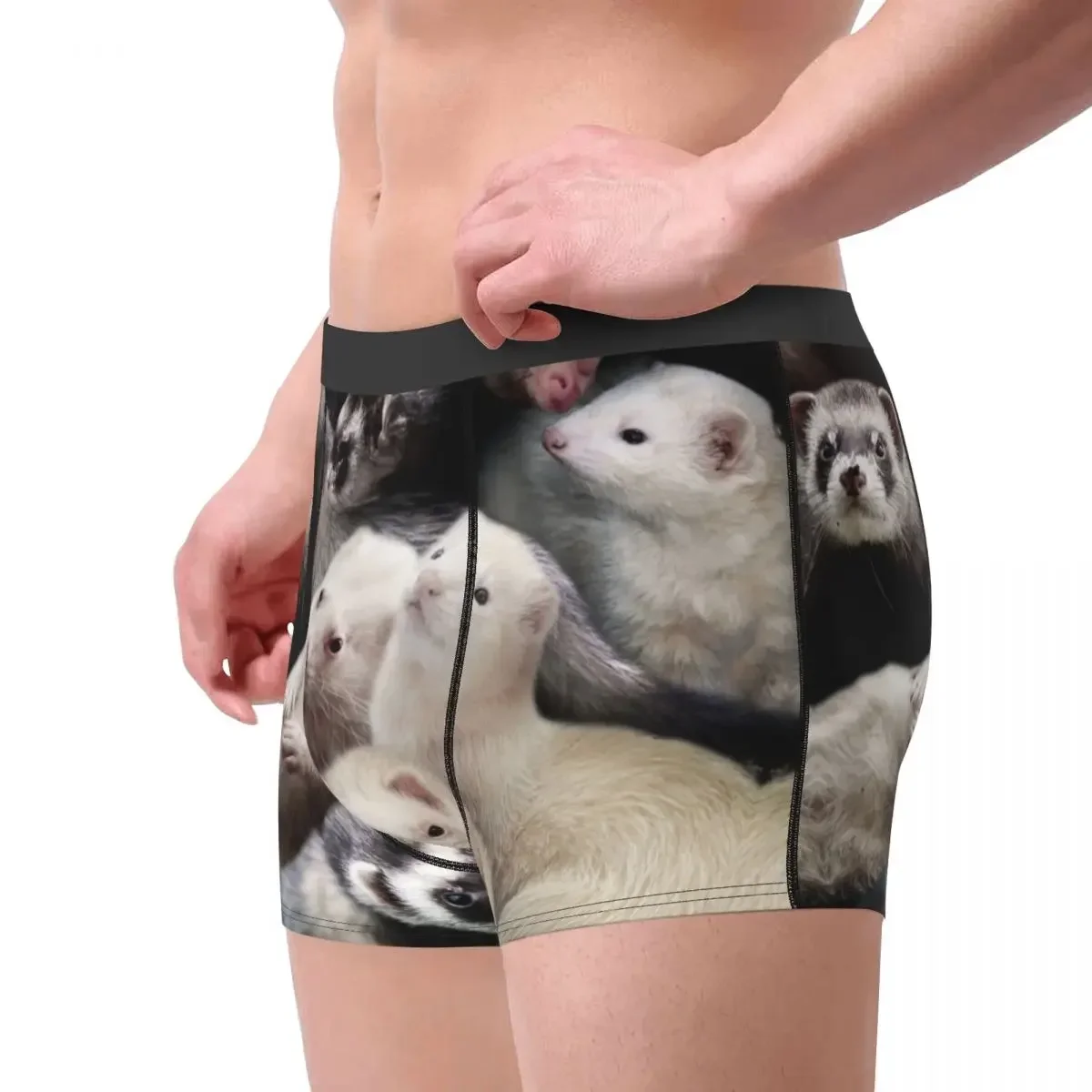 Men's Cute Ferret Boxer Shorts Panties Soft Underwear Wildlife Animal Homme Sexy Underpants