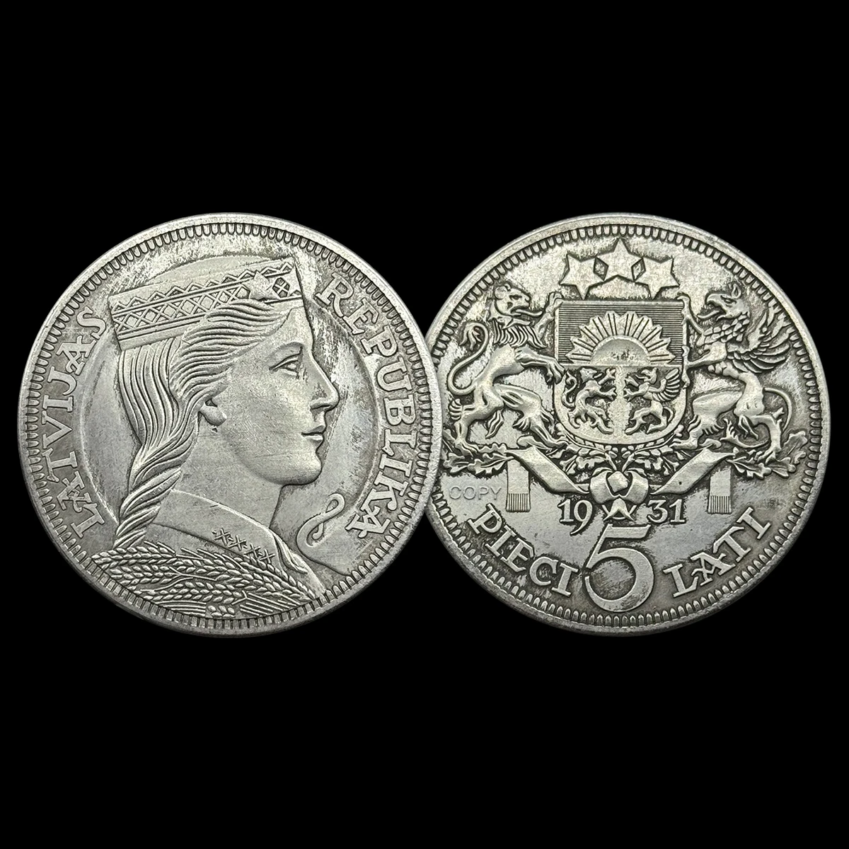 Latvia 1931 5-Lat Antique Commemorative Coin, Collectible Replica